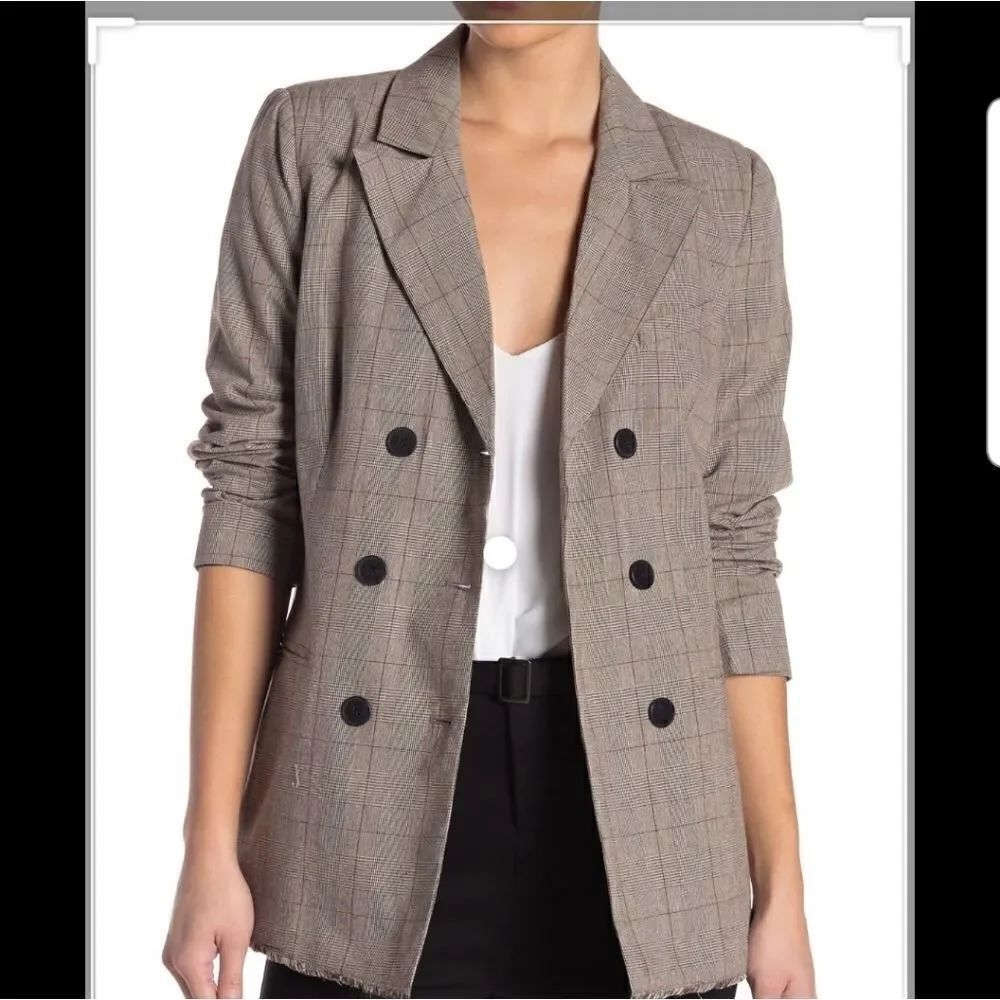 Romeo juliet couture fray hem plaid blazer